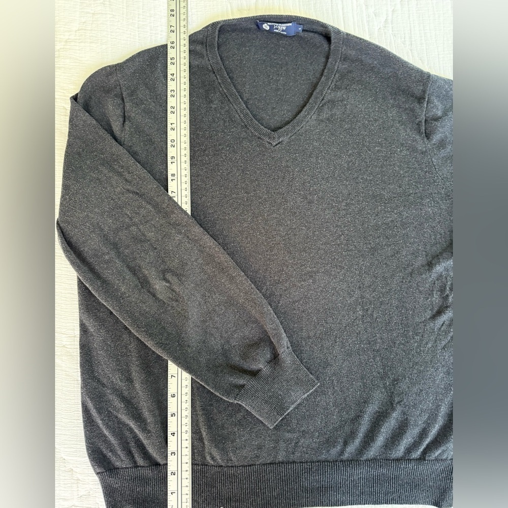 VGUC J.Crew 95% Cotton 5% Cashmere V-Neck Sweater Men’s Large Gray Fall 2011